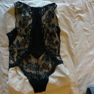Vintage Victoria's Secret Black lace teddy bodysuit